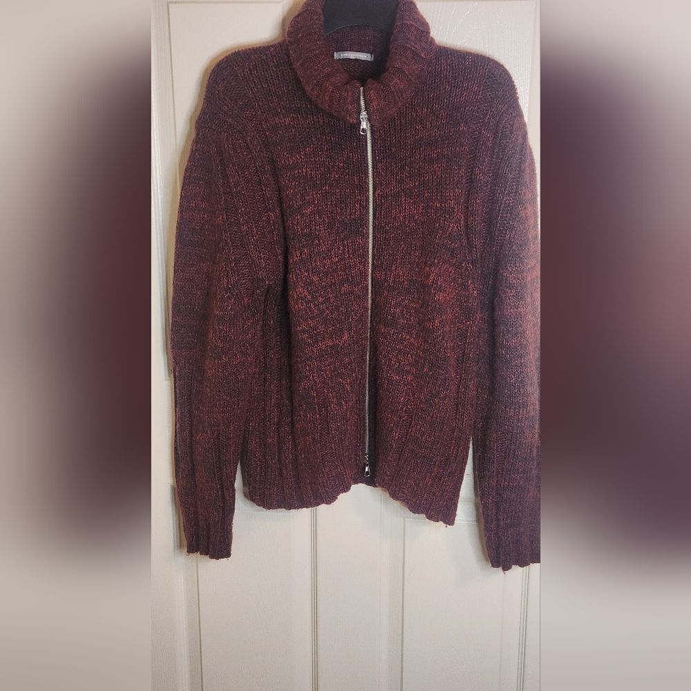 Daniele Alessandrini L ITALY Maroon Full Zip MOHAIR WOOL Blend Knit Women Sweter